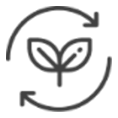 Icon representing energy efficiency with an arrow looping back on itself, suggesting recycling or sustainability.