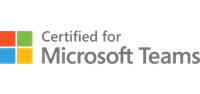 Logo of Certified for Microsoft Teams with the Microsoft four-square color logo.